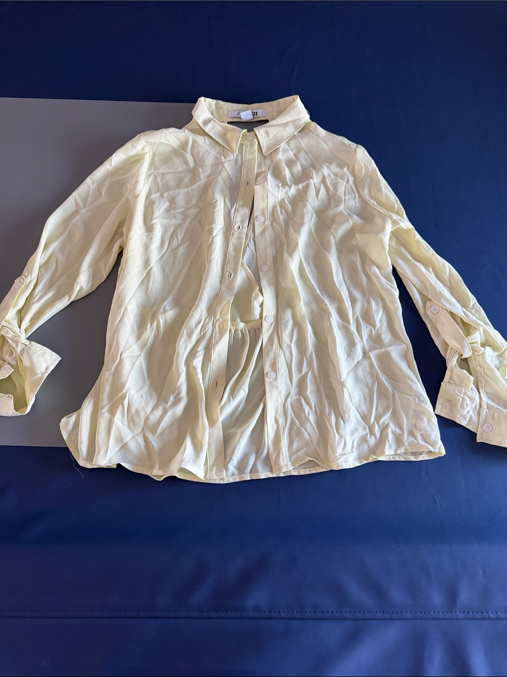 Forever 21 Pale Yellow Button-Front Blouse